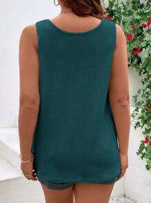 SHEIN VCAY Camiseta de tirantes y top sin mangas de unicolor talla grande, de moda para el verano