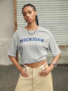 Streetz SHEIN Sport Camiseta holgada informal con estampado para mujer, apta para hacer deporte y uso diario