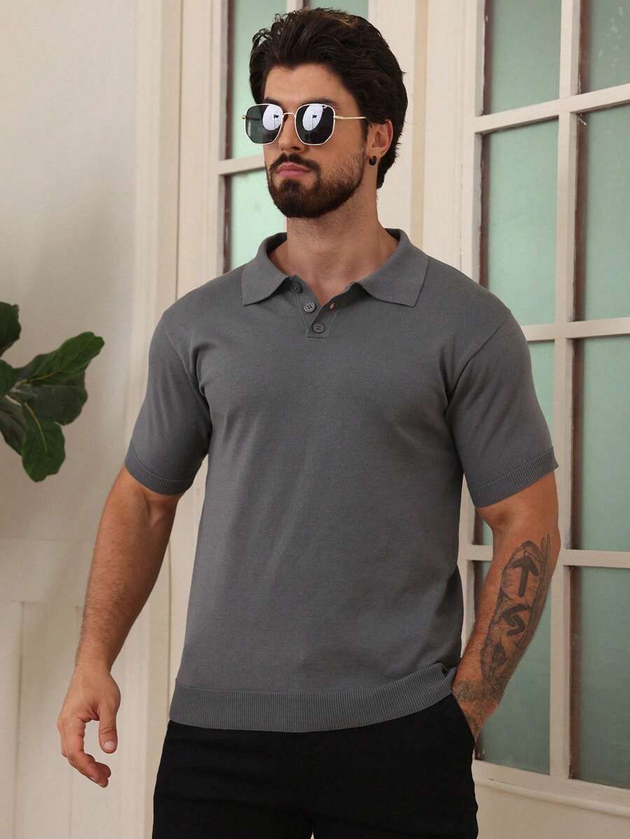 DAZY 1 pieza Jersey de punto liso de verano para hombres para ir a trabajar