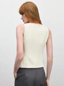 BizChic 2025 Gilet pour femmes à col blanc, simple boutonnage, taille cintrée, romantique, élégant, polyvalent, décontracté chic, tenue de bureau, tenue d'enseignante, tenue d'invité de mariage