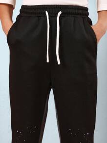 SUMWON Youth Athletic Flare Pants Paint Splatter Design Sport Training Flared Bottom Boys Sweatpants Winter Jogger Pants Casual Streetwear Flared - Black - View 6