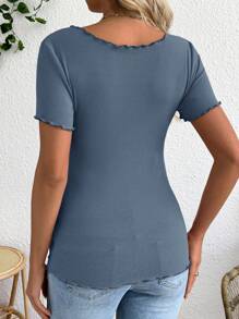 SHEIN Maglietta da maternità tinta unita a maniche corte, di moda per l'estate - blu polveroso - Visualizzare 2