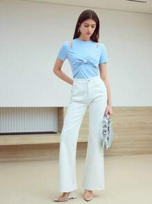 MOTF STUDIO CUT OUT RUCHED T-SHIRT