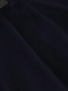 SHEIN MOD 白色休闲办公室女士西装裤配腰带，复古风格女士正装裤，秋冬商务休闲女士 - 藏蓝色 - 查看 4