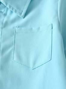 SHEIN Explorewe Young Boy's Casual Comfortable Solid Color Long Sleeve Shirt With Small Logo Decor,Casual Pants,Versatile For Autumn,School,Travel,Festivals,Spring - Green - View 5