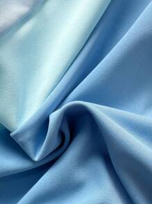 Swim Lushoire 时尚新款性感拼色粗肩带上衣和高腰三角泳裤比基尼泳装套装，紧身迷人 - 藍色 - 查看 5