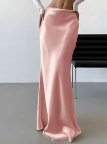 Firerie Valentine's Day New Elegant Romantic Vintage Chic Gold Satin High Waist Mermaid Maxi Skirt