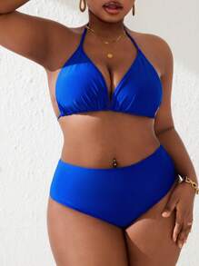 Slaydiva Bộ đồ bơi Tankini gợi cảm cỡ lớn cho tiệc năm mới 2025 - Xanh đậm - Xem 5