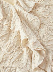 SHEIN MOD 杏色荷叶边下摆无袖短款背心 - 杏色 - 查看 3