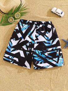 SHEIN Pantalones cortos sueltos y cómodos para niños preadolescentes con estampado gráfico de letras, versátiles y adecuados para ir al colegio, viajar, hacer deporte y usar a diario en primavera/verano - Multicolor - Ver 3