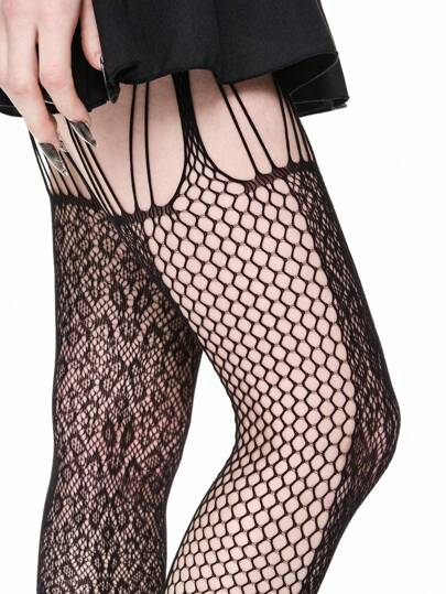 Grunge Punk Leopard Print Sexy Women's Elastic Camisole Stockings/Pantyhose/Tights