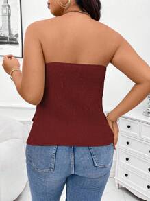 Calvaya Plus Size Solid Color Front Button Casual Camisole Vest Top - Burgundy - View 2