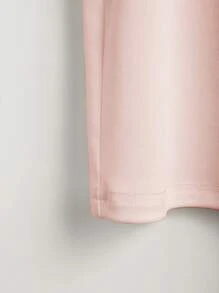 SHEIN Camiseta de mujer elegante con cuello redondo y tachuelas de perlas falsas, para verano