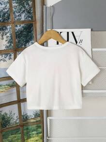 Genkimix Kids 年轻女孩圆领短袖可爱蝴蝶结装饰休闲 T 恤