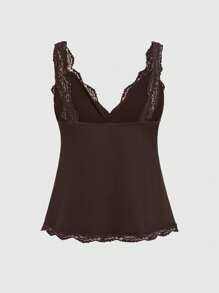 ROMWE Fairycore Spring/Summer Women Lace Rose Pattern Camisole - Brown - View 2