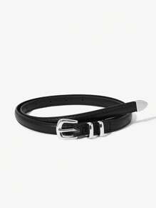 Maija Fashionable Versatile Silver Buckle Decorated High-Quality Leather Belt