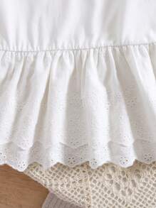 Conjunto de 2 piezas para niña que incluye top de tirantes básico de punto y falda con dobladillo estilo francés vintage con encaje, para primavera y verano