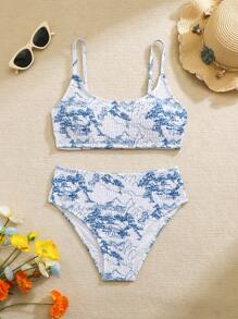 Printed Bikini Set, Holiday Style, Casual For Summer Beach, Random Prints - Multicolor - View 1