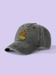 SCOOBY-DOO X SHEIN Cartoon & Letter Graphic Fashionable Washed Baseball Cap - Black - View 2