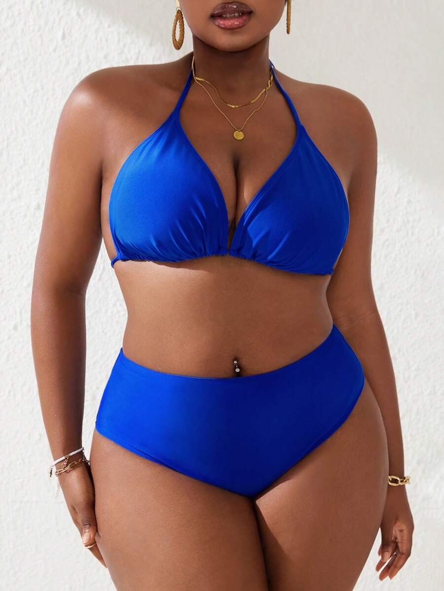 Slaydiva Bộ đồ bơi Tankini gợi cảm cỡ lớn cho tiệc năm mới 2025 - Xanh đậm - Xem 1