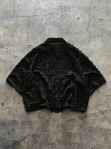 AXEPEAK Áo thun crop top dệt kẻ caro tay ngắn cho nam, phù hợp cho mùa hè, thời trang dạo phố - màu đen - Xem 2