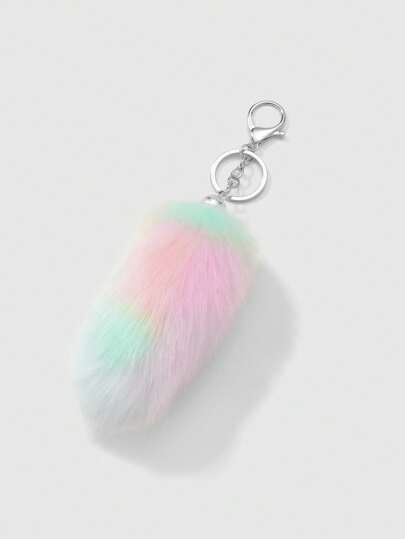 Grunge Punk 1 pieza Llavero o Dije para Bolso de Cola de Animal Miniatura de Piel Sintética de Lujo Elegante y Minimalista en Estilo INS, Multicolor, Regalo de Moda para Mujer