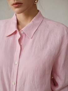 MOTF PREMIUM CAMISA BÁSICA DE BOTONES DE LINO