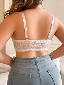 Lencería sexy y confortable de encaje para mujer de talla grande - Blanco - Ver 2