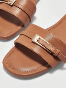 CUCCOO BIZCHIC Women Brown Comfortable Spring/Summer Fashionable Buckle Decor Sandals