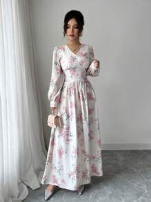 Modelyn French Ditsy Floral Long Dress, Soft & Gentle For Beach Wear