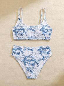Printed Bikini Set, Holiday Style, Casual For Summer Beach, Random Prints - Multicolor - View 3