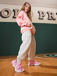 JNSQ 4 Season Versatile Colorblock Mesh Breathable Soft Children Sports Shoes, Back To School - Pink - View 4