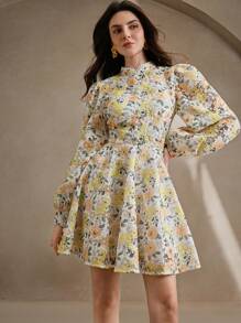Anewsta Elegant Floral Embroidered Mini Dress For Women, Casual Chic Spring/Summer - Multicolor - View 4