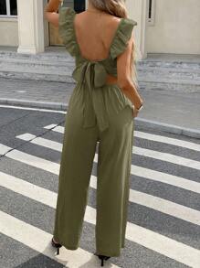 Serisse Mono sencillo y de moda con espalda descubierta de unicolor, adecuado para el verano