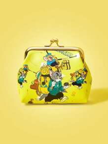 TOM & JERRY X SHEIN Cartoon Print Coin Pouch With Clip