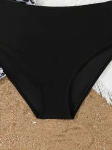 SHEIN Conjunto de 3 piezas de traje de baño de moda con estampado para adolescentes, apto para el verano