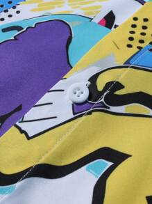 Manfinity RSRT Men's Gorilla Printed Single Breasted Casual Short Sleeve Shirt