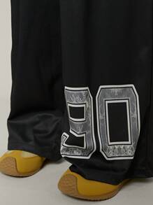 SHEIN Explorewe Ensemble de 2 pièces pour fille préado: T-shirt à col en V à manches courtes et imprimé numérique, et pantalon - Noir - Voir 6