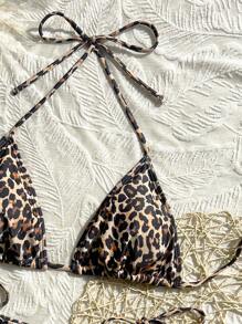 Swim Vcay 2026春夏女士吊带豹纹随机图案性感度假侧系带丁字比基尼两件式泳衣 - 彩色 - 查看 4