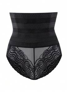 SHEIN 1 Peça Short Modelador de Cintura com Recorte de Renda - Preto - Visão 6