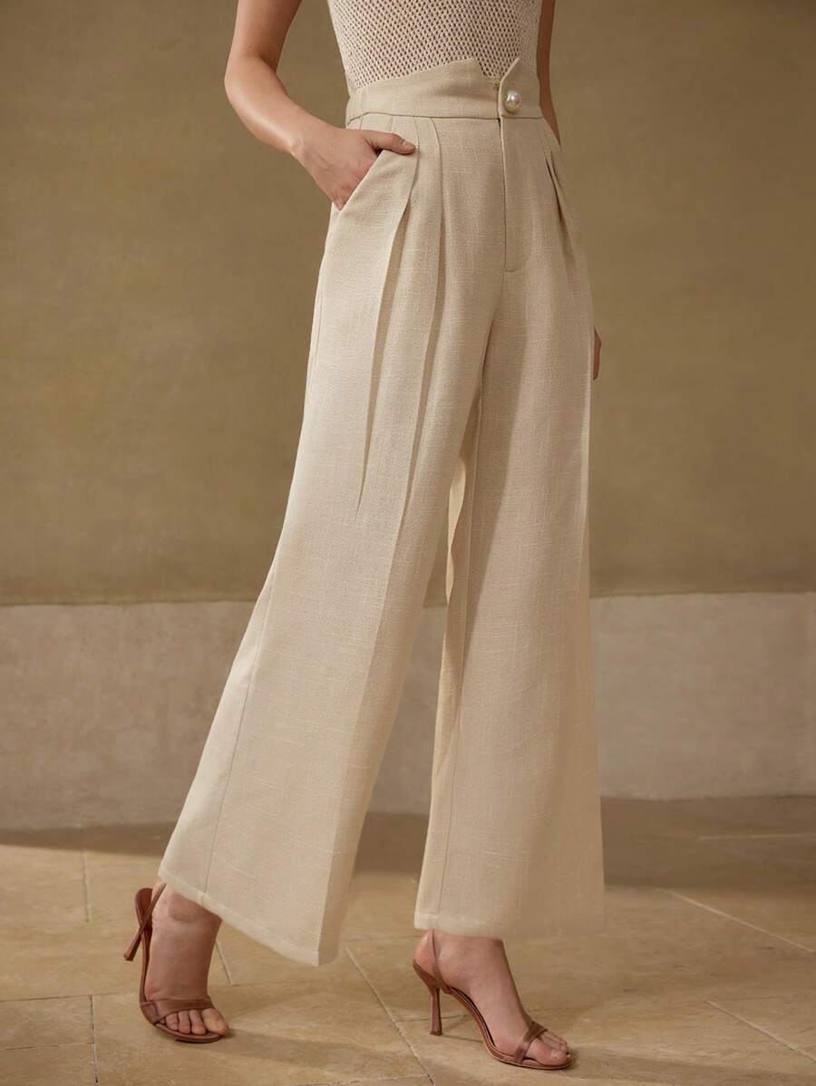 MOTF PREMIUM PRESS CREASE SLANT POCKET SUIT PANTS - Apricot - View 1