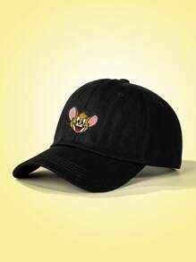 TOM & JERRY X SHEIN Fashionable Casual Cartoon Mouse Embroidered Baseball Cap - Black - View 2