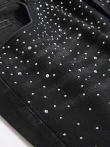 Pantalones rectos con rhinestones de moda para hombres, estilo minimalista adecuado para el verano - Negro - Ver 6