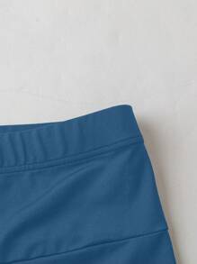 Calvaya Plus Size Solid Color Leggings, Fashionable For Summer - Blue - View 5