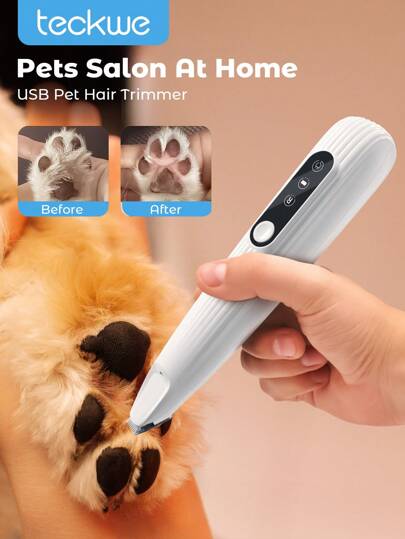 Teckwe Electric Pet Hair Trimmer,Cat/Dog Paw Hair Remover,Pet Grooming Trimmer,Professional Electric Pet Clippers For Cats And Dogs For Precise, Easy Trimming Of Hair In Multiple Areas, Such As Feet And Claws Suitable For Daily Pet Grooming