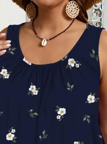 EMERY ROSE Canotta e top da donna oversize con fiori ditsy, arricciata, con bretelle larghe, adatto per la primavera e l'estate