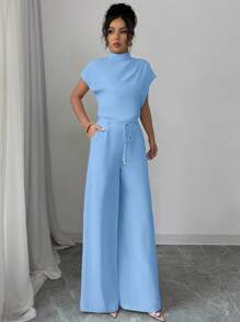 Chiquease Casual Elegant Apricot Woven Crew Neck Sleeveless Women Shirts, Apricot Woven Wide Leg Pants, 2 Pieces Set For Women Ladies Casual Sets Casual Sets For Women Outfits For Women Sets Women Clothing Two Pieces