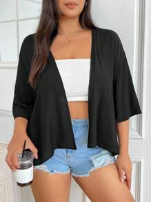 SHEIN EZwear Summer Short Thin Lightweight Textured Plus Size Short Jacket
