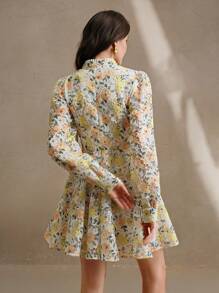 Anewsta Elegant Floral Embroidered Mini Dress For Women, Casual Chic Spring/Summer - Multicolor - View 2