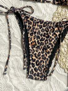 Swim Vcay 2026春夏女士吊带豹纹随机图案性感度假侧系带丁字比基尼两件式泳衣 - 彩色 - 查看 5